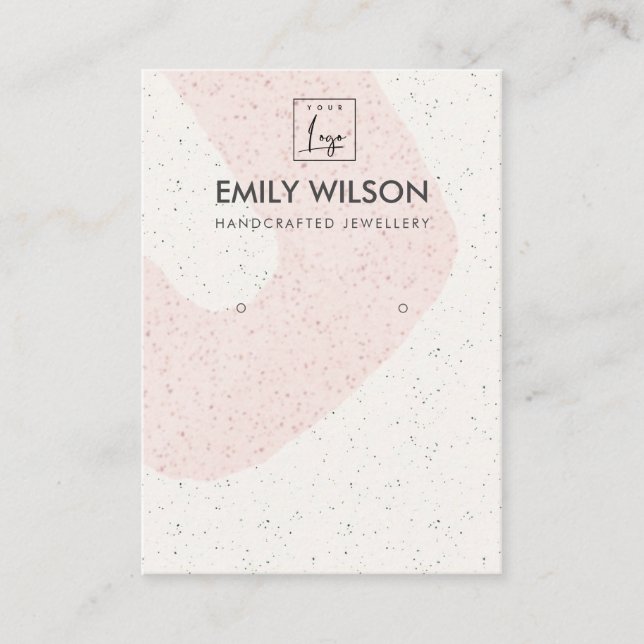 ABSTRACT BLUSH PINK CERAMIC EARRING DISPLAY LOGO BUSINESS CARD (Front)