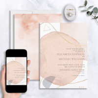 Abstract Blush Pink & Gold Foil Organic Wedding