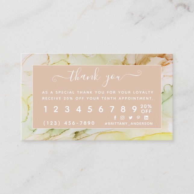 Abstract Blush Pink Personalised Loyalty Card (Front)