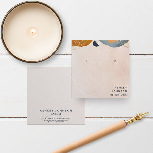 Abstract Blush Pink Teracotta Gold Earring Display Square Business Card