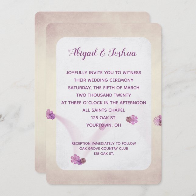 abstract blush texture wedding invitation (Front/Back)