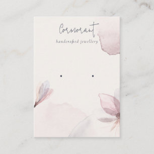 Abstract Blush Watercolor Floral Earring Holder Business Card