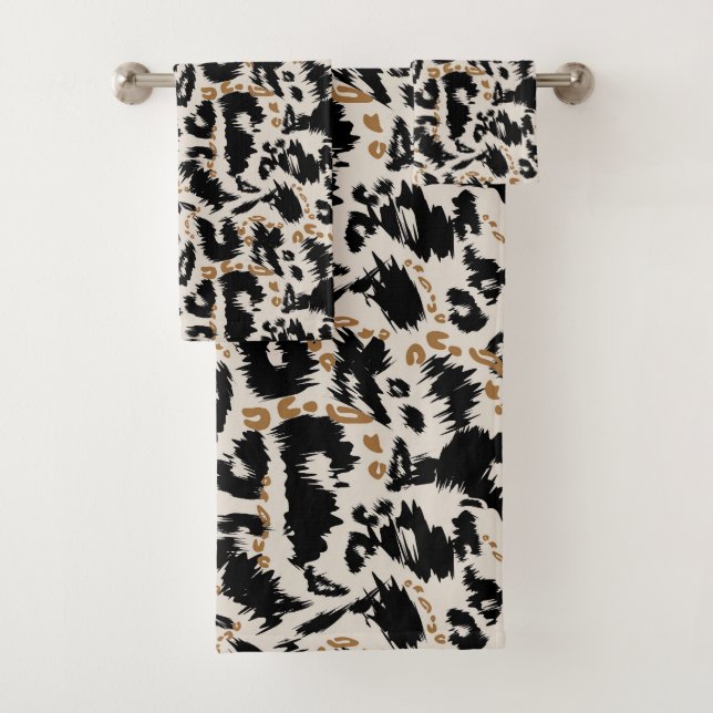 Abstract Bohemian African Leopard Pattern  Bath Towel Set (Insitu)