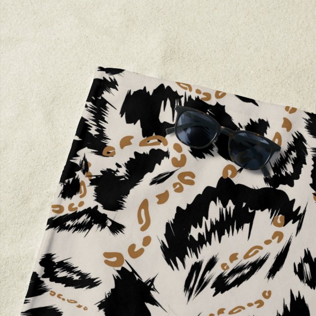 Abstract Bohemian African Leopard Pattern  Beach Towel (In Situ)