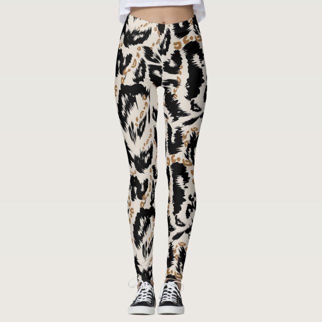 Abstract Bohemian African Leopard Pattern  Leggings (Front)