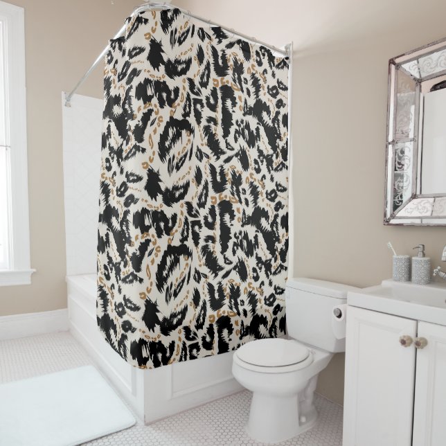 Abstract Bohemian African Leopard Pattern  Shower Curtain (In Situ)