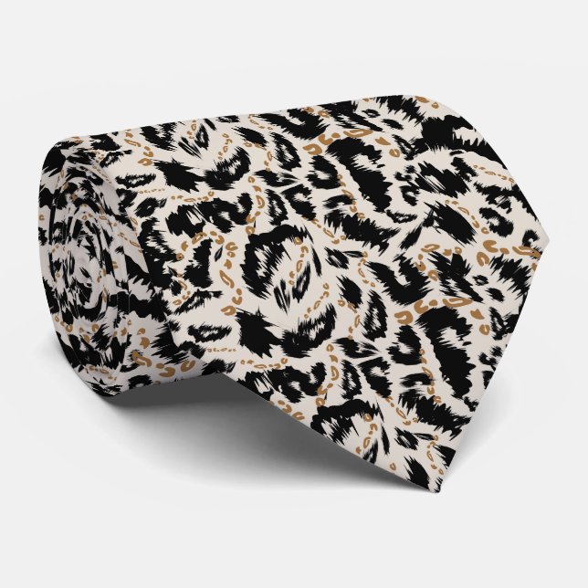 Abstract Bohemian African Leopard Pattern  Tie (Rolled)