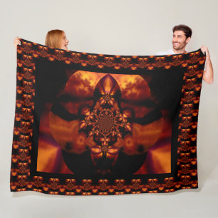 Abstract Bohemian Fire Orchid 1 Floral Pattern  Fleece Blanket