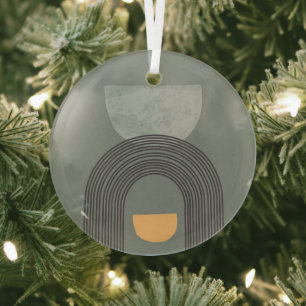 Abstract Bohemian shapes pattern Glass Tree Decoration