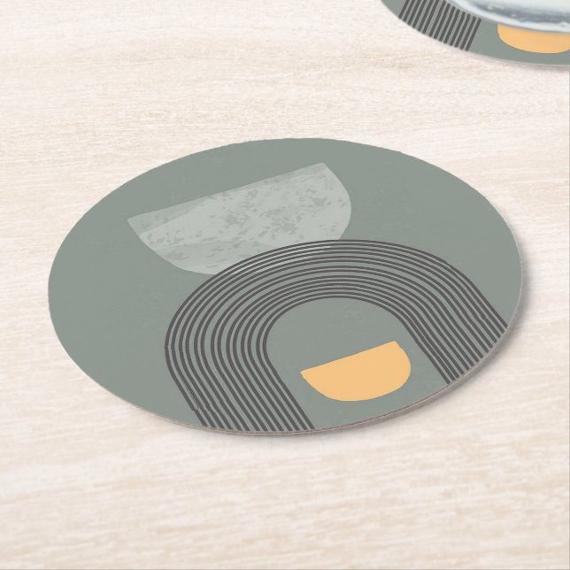 Abstract Bohemian shapes pattern Round Paper Coaster (Angled)