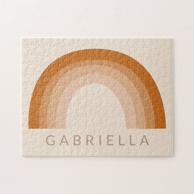 Abstract Boho 70s Rainbow Terracotta Personalised  Jigsaw Puzzle (Horizontal)