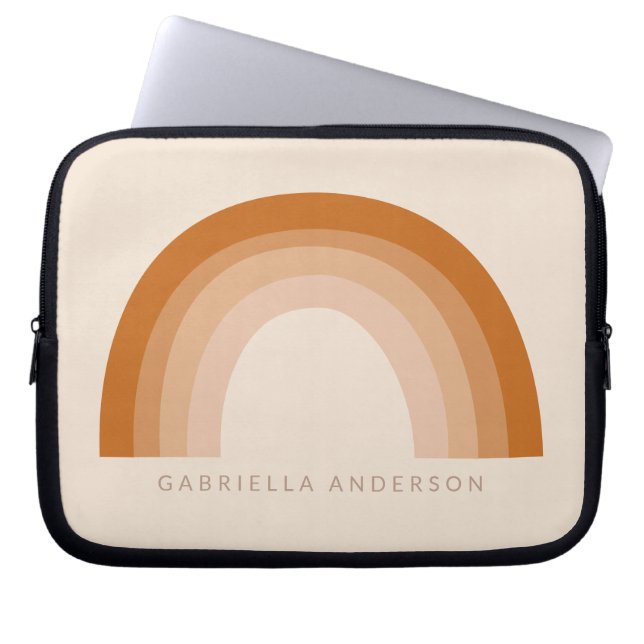 Abstract Boho 70s Rainbow Terracotta Personalised  Laptop Sleeve (Front)