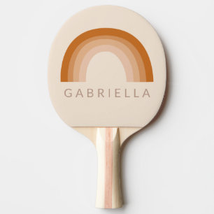 Abstract Boho 70s Rainbow Terracotta Personalised  Ping Pong Paddle
