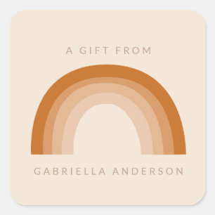 Abstract Boho 70s Rainbow Terracotta Personalised Square Sticker