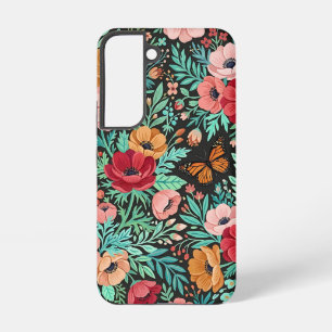 Abstract Boho Anemones Butterfly Samsung Cases