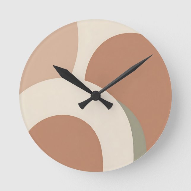 Abstract Boho Arch Earthy Minimalist Design Round Clock (Front)