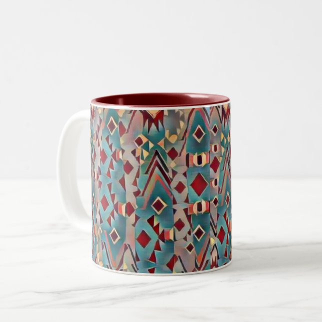 Abstract Boho Aztec Two-Tone Coffee Mug (Front Left)