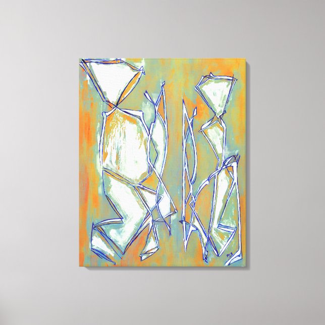 Abstract Boho Chic Couple Colourful Orange White Canvas Print (Front)