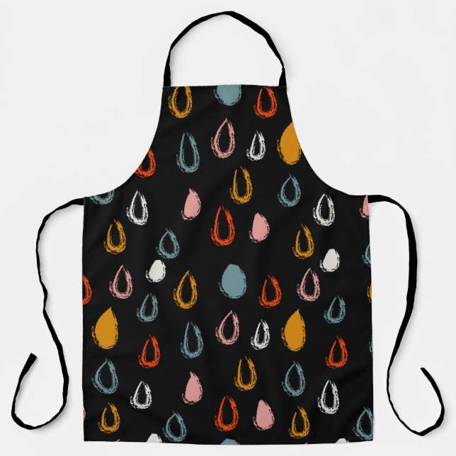 Abstract boho doodle seamless pattern rain drops apron (Front)