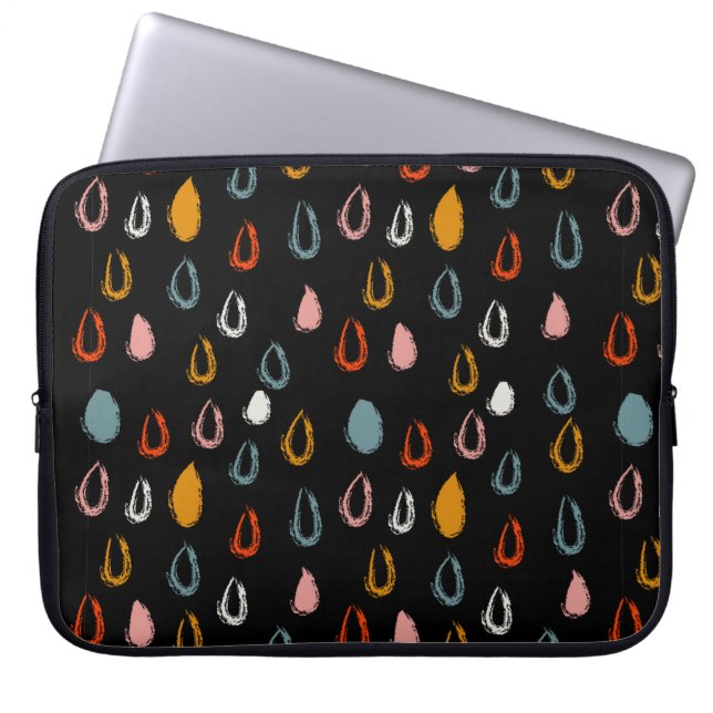 Abstract boho doodle seamless pattern rain drops laptop sleeve (Front)