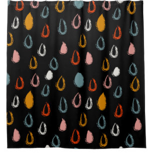 Abstract boho doodle seamless pattern rain drops shower curtain