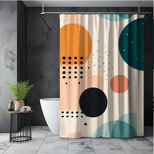 Abstract Boho Dots Orange Red Green Beige Shower Curtain