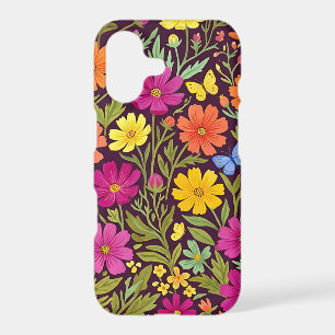 Abstract Boho Floral Butterflies iPhone Cases