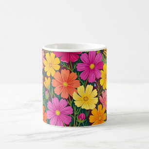Abstract Boho Floral Cosmos Butterfly Coffee Mug