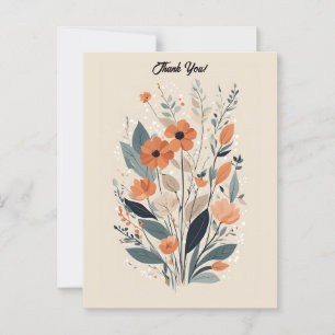 Abstract Boho Floral Thank You Postcard