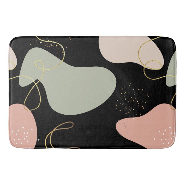 Abstract Boho Geometric Organic Shapes Pattern Bath Mat (Front)