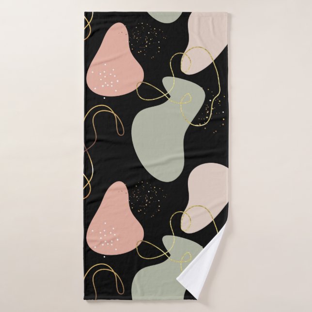 Abstract Boho Geometric Organic Shapes Pattern Bath Towel Set (Bath Towel)