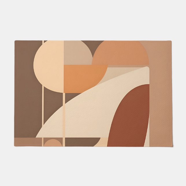 Abstract Boho Geometric Terracotta Modern  Doormat (Front)