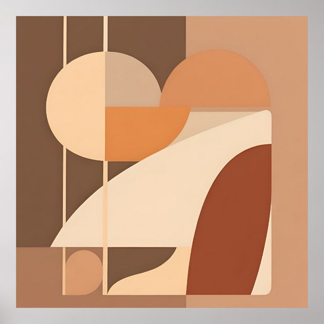 Abstract Boho Geometric Terracotta Modern  Poster (Front)