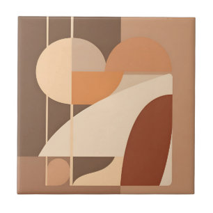 Abstract Boho Geometric Terracotta Modern Tile