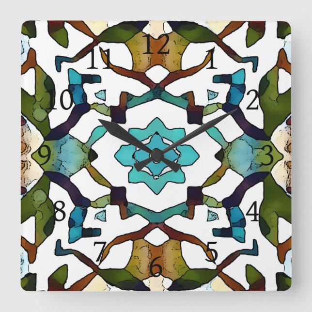 Abstract Boho geometrical Design 304 Square Wall Clock (Front)