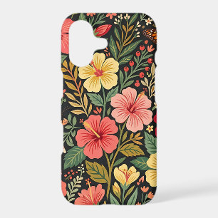 Abstract Boho Hibiscus Butterflies iPhone Cases