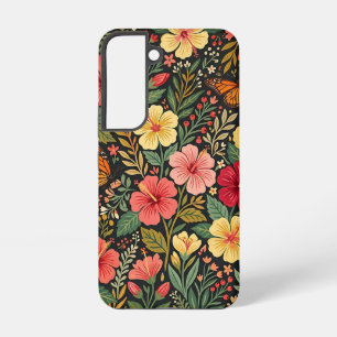 Abstract Boho Hibiscus Butterflies Samsung Cases