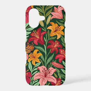 Abstract Boho Lilies Butterflies iPhone Cases