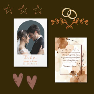 abstract boho minimal modern wedding thank you card