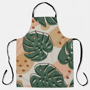 Abstract boho monstera pattern. Modern seamless pa Apron