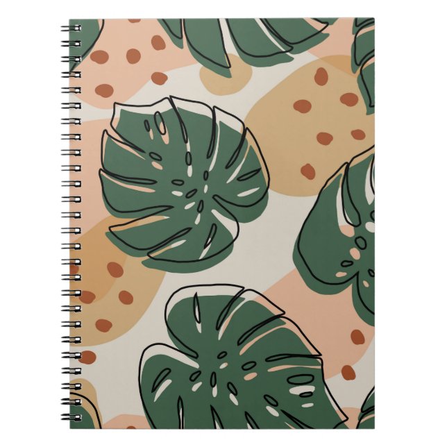 Abstract boho monstera pattern. Modern seamless pa Notebook (Front)
