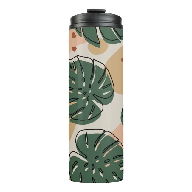 Abstract boho monstera pattern. Modern seamless pa Thermal Tumbler (Front)