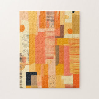 abstract boho orange shapes jigsaw puzzle