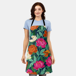 Abstract Boho Peonies Butterflies Apron