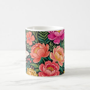 Abstract Boho Peonies Butterflies Coffee Mug