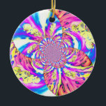 Abstract boho pink orange blue purple orchid art  ceramic tree decoration<br><div class="desc">romantic abstract white orchid mandala - with swirls of pink and orange phone charger - original watercolor painting by H Cooper</div>