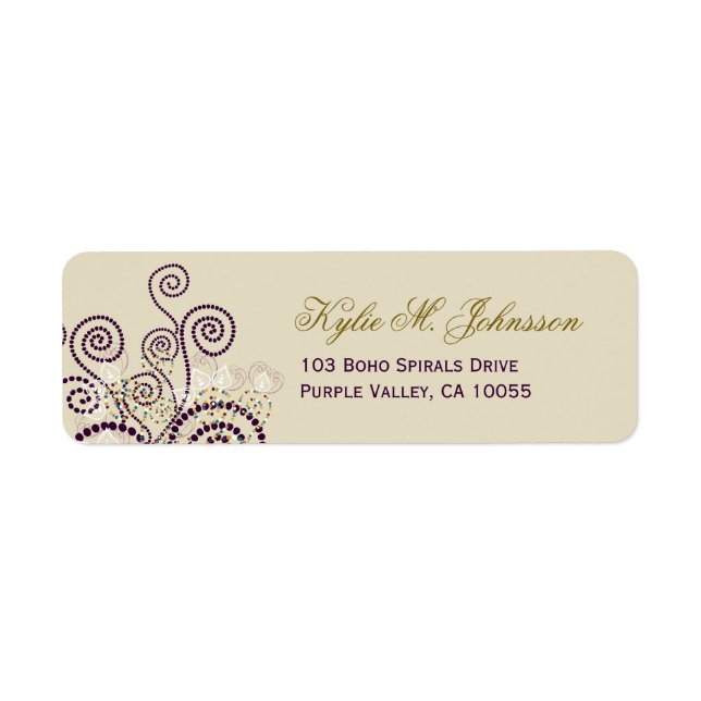 Abstract Boho Purple Spirals Return Address Labels (Front)
