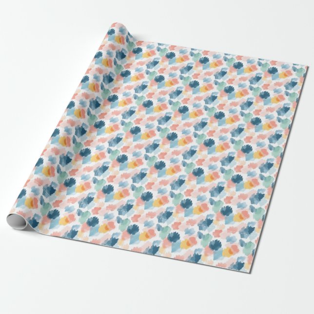 Abstract Boho Rainbow Paint Splotches Wrapping Paper (Unrolled)