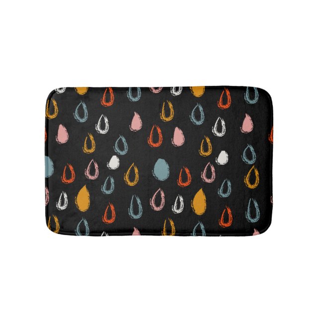 Abstract boho raindrops, tribal doodle. bath mat (Front)