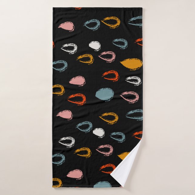 Abstract boho raindrops, tribal doodle. bath towel (Bath Towel)
